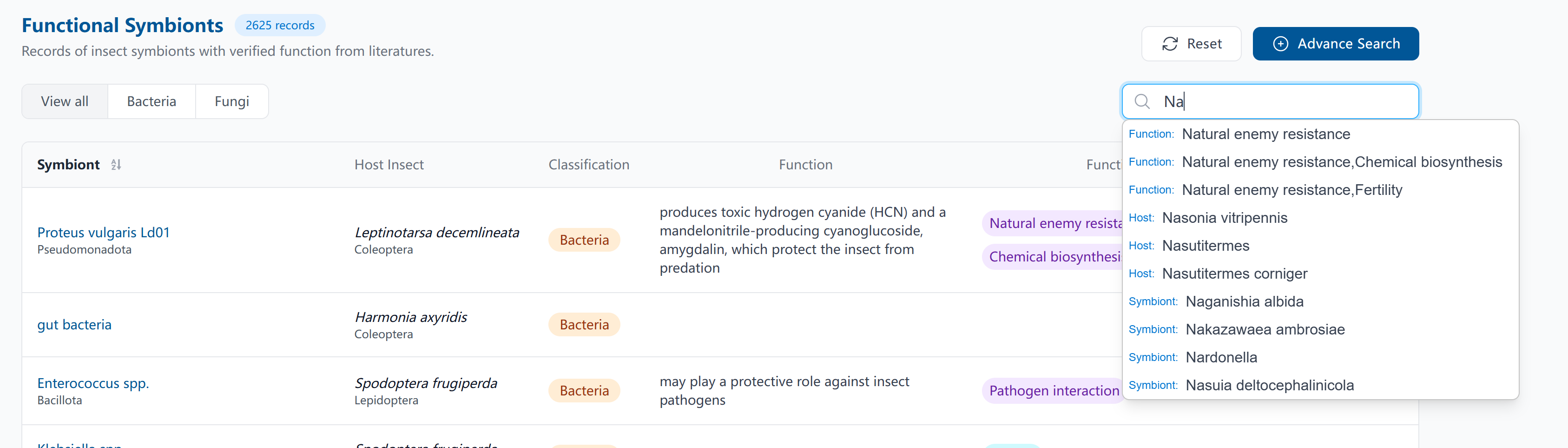 Symbiont Search Interface